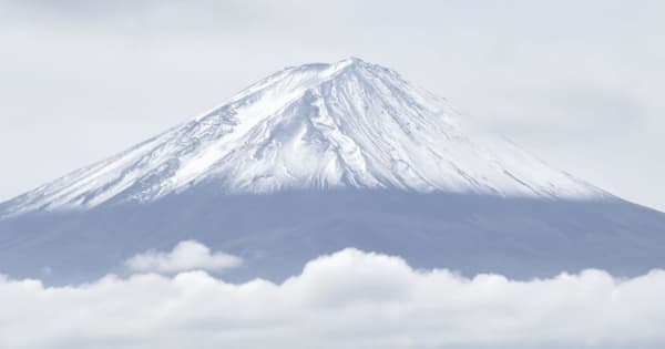 冠雪の富士山と快晴の空のイメージ、富士山曼荼羅の中の一点。 冠雪の