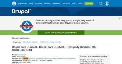 Drupalに緊急のセキュリティ脆弱性、アップデートを