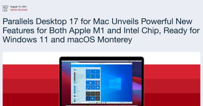 Parallels Desktop 17 for Mac登場、macOS MontereyとWindows 11に対応