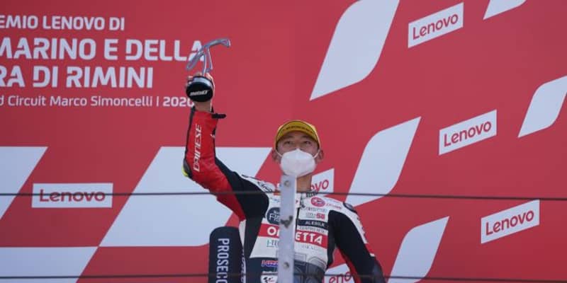 Moto3：3位表彰台の鈴木竜生「厳しいレースでしたがいい結果でうれしい」／MotoGP第7戦サンマリノGP