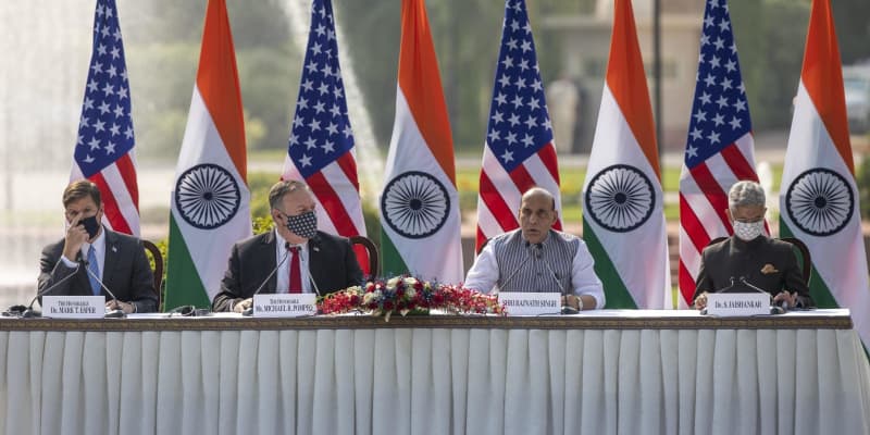 米とインド、機密情報共有で協定　2プラス2、中国けん制