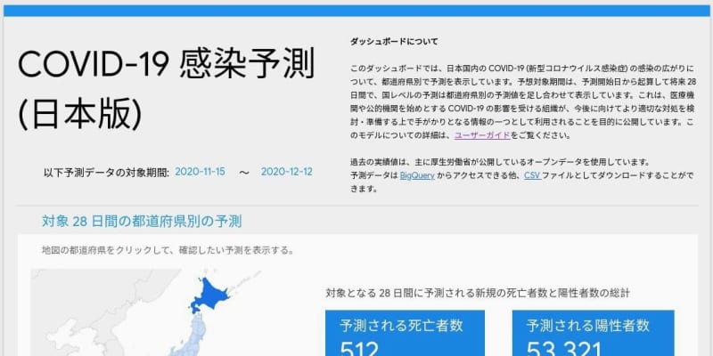 日本のコロナ感染拡大予測　グーグル、AIで陽性者数