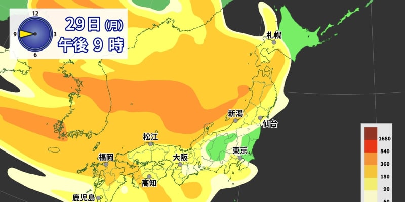 西日本で黄砂観測　30日（火）にかけて東・北日本でも見通しの悪化に注意を