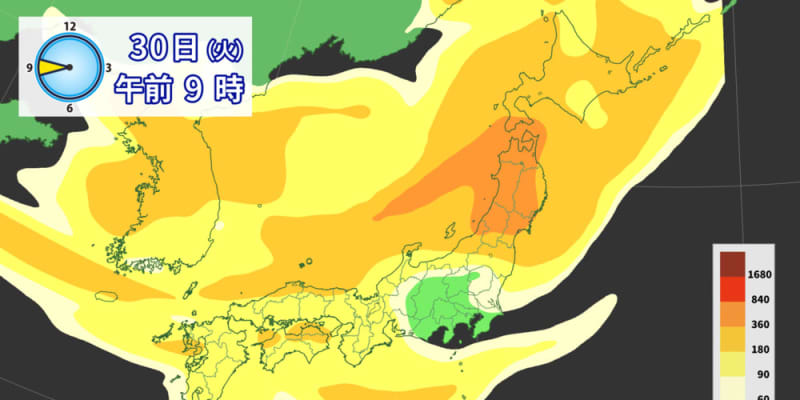 あすにかけて西日本から北日本に黄砂予想