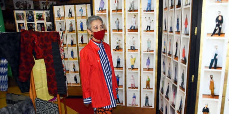 着物リメークのもんぺ着こなし365日発信　広島県北広島の森脇さん、SNS投稿の展示会