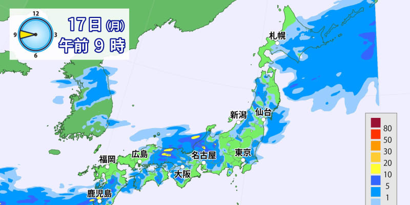 梅雨前線 活発化　西日本～北日本 雷を伴った非常に激しい雨