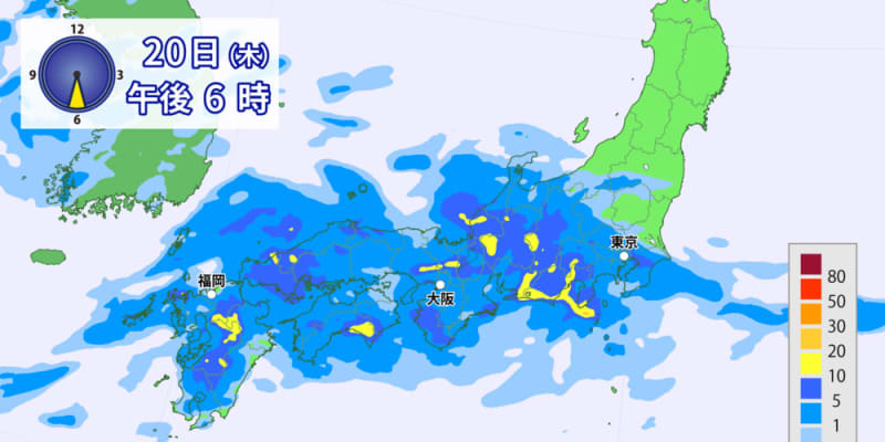 あすにかけて西日本や東日本は大雨に警戒
