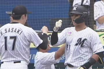 ロッテ山口が5号満塁弾　日本人最速タイ165キロ計測の佐々木朗5勝目をアシスト