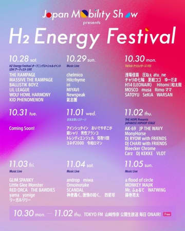 Hilcrhyme、THE BAWDIES、SCANDAL、MONKEY MAJIK、各日ヘッドライナーで観る＜H2 Energy Festival＞