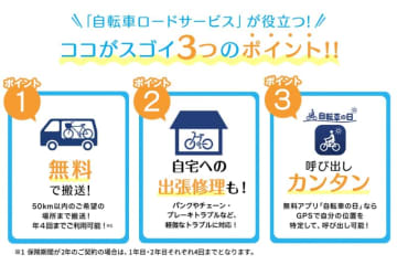 au損保、自転車ロードサービスで自宅からの搬送や出張修理