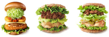ハンバーグで焼肉と直火焼きチキンとレタスを挟んだ! モスバーガーが「にくにくにくバーガー」と「スパイシーにくにくにくバーガー」を今年最後の“肉の日”の本日29日(金)限定販売～「新きんにくにくバーガー」も