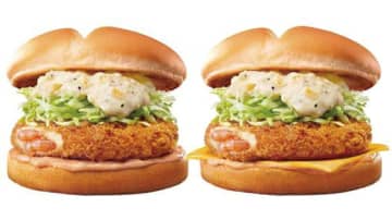 リニューアルした特製タルタルソースと新バンズが味わえる定番「エビバーガー」、新メニュー「エビチーズバーガー」、ロッテリアが明日8日(木)発売～10のバーガーも新バンズへリニューアル!