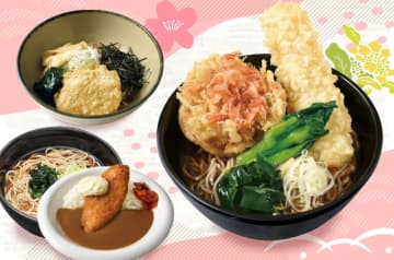 春のおすすめメニュー「桜海老のミニかき揚げ天といか天～菜の花添え～」「背徳の鶏天あぶらそば」「白身魚フライのミニカレーセット～タルタルソース添え～」のそば・うどんを箱根そばが本日21日(水)発売