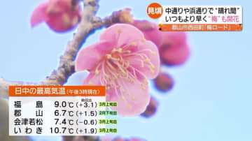         例年より約２週間早く…ビュースポットで梅の花が開花【福島】      