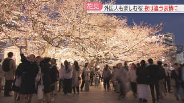         【花見ウォッチング】小倉城天守閣の最上階のカフェで楽しむ桜　舞鶴公園では留学生が帰国前の思い出づくり　ライトアップで夜桜も　福岡      