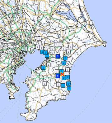 【速報】千葉県北東部で地震　千葉市若葉区、長南町で震度3