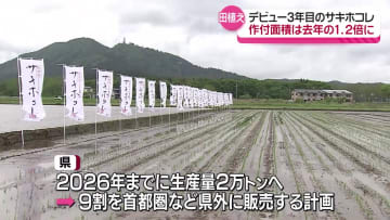 知名度アップと豊作を祈願して 佐竹知事や江畑幸子さんがサキホコレを田植え　五城目町