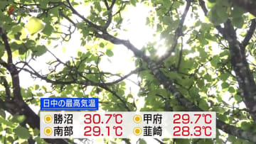 勝沼で今季最高タイ 気温30.7℃を記録「真夏日」に 山梨県