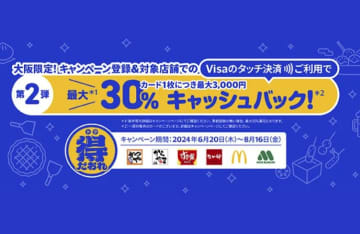Visaのタッチ決済、大阪のファストフードで30%還元