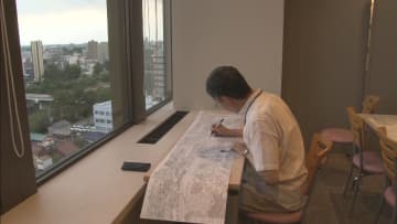 愛知・岡崎市在住のペン画家　ふるさとの風景を緻密なタッチで描く　38年前にも同じ場所から制作