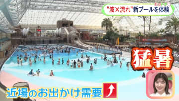 “波×流れる”新感覚プールを体験　遊園地のジェットコースター跡地にオープン