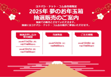 もう申し込んだ？ ヨドバシ・ドット・コムの福袋「2025年 夢のお年玉箱」の抽選申込は本日1日(日)まで! 「PS5の夢」「ガンプラの夢」「ミニ四駆の夢」「iPadの夢」「Apple Watchの夢」など58種類～購入履歴があれば当選確率アップ!
