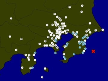 最大震度2の地震　震源は千葉県東方沖　M4．8　千葉市美浜区、茂原市、木更津市などで震度2