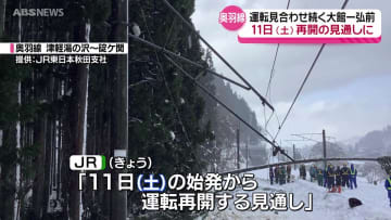 大雪による倒木などの影響で運転見合わせの続く奥羽線  11日に運転再開の見込み