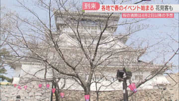 小倉城の桜は二～三分咲き「絶好の花見日和」初夏の陽気にさっそく花見客が　北九州市