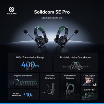 ホーリーランド、Solidcom SE Proを発表：プロフェッショナルの多様な用途のために機能を強化したワイヤレス・インカム