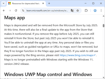 「Windows マップ」アプリも非推奨に ～2025年7月までにはストアからも削除／「Windows 11 バージョン 24H2」には含まれず