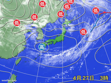 北と南は雨　西と東は行楽日和