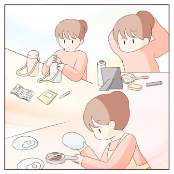 ［３］朝の準備は時間勝負。猫の手も借りたいのに夫はのんびり起床。義母と私を比べる夫｜ママ広場マンガ