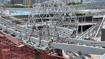 アモイで建築面積が全国最大のプラネタリウムの鉄骨構造が完成、「浮遊惑星」が初めて姿を現わす―中国