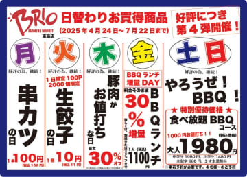 ブリオ東海店、安くて美味しい豚肉を提供する「曜日別日替わり特売第4弾」開催決定！