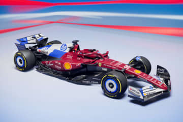 フェラーリ、F1マイアミGP特別カラーリングをお披露目。HPとのパートナーシップ1周年を祝う