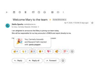 「Gmail」に絵文字リアクションが導入へ ～Workspaceだけでなく個人アカウントにも／送られてきたメッセージへ「Slack」みたいに絵文字で反応できる