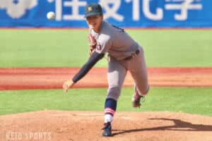 p【野球】”渡辺対決”制し東大に先勝　渡辺和が圧巻１４奪三振の完封で今季初勝利　今津＆中塚がアベック弾 ／ 東京六大学野球春季リーグ戦　東大１回戦　＠明治神宮野球場/p