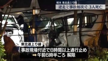 東北道で逆走車が衝突事故…さらに渋滞の車列で追突事故　3人死亡