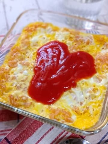 【レンジでマッハオムライス】フライパン不要！包まず完成～！