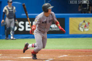 p【野球】渡辺憩の１発から流れガッチリ　７回一挙５得点　先発・外丸東眞は６回１失点で試合を作る ／ 東京六大学野球春季リーグ戦　東大２回戦　@明治神宮野球場/p