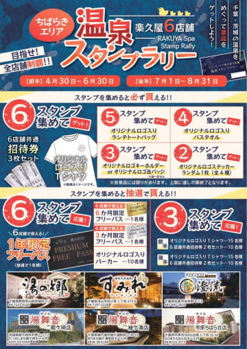 日帰り温浴施設を運営する株式会社楽久屋が『ちばらき温泉スタンプラリー』開催！