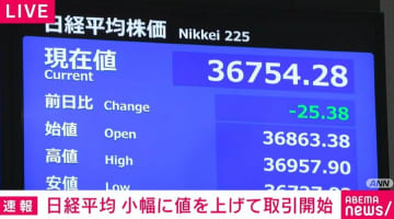 日経平均株価、小幅に値を上げて取引開始
