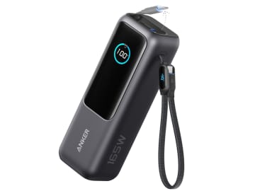 巻取り式とストラップ型、2本のUSBケーブルを内蔵。2万5,000mAhのAnkerモバイルバッテリー