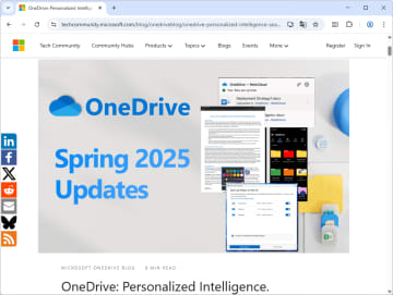 「OneDrive」にもAI音声概要、初期同期は3倍早く ～2025年春アップデート／画像に関する質問、ヒーローリンク、カラーフォルダーなど新機能盛沢山
