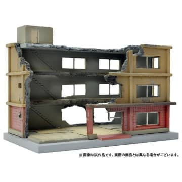 1/144スケール「ジオコレ・コンバット」シリーズより「破壊されたビル」2種、「破壊された工場」がタカラトミーモールにて予約開始