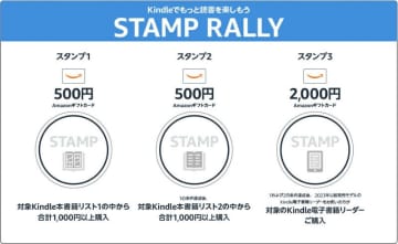 1,000円の購入で500円分のギフトカードがもらえるスタンプラリー開催中、Kindle電子書籍リーダー所有者限定／コミック、ライトノベル、ビジネス書などが対象【Book Watch/セール情報】