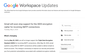 「Gmail」が暗号化方式「3DES」のサポートを終了へ／セキュリティ強化を目的とし、潜在的な脆弱性からユーザーを保護