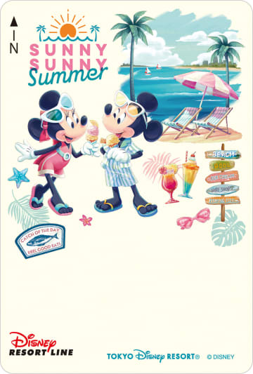 ディズニーリゾートラインで夏限定のフリーきっぷ。「SUNNY SUNNY Summer」柄が2期に分けて登場