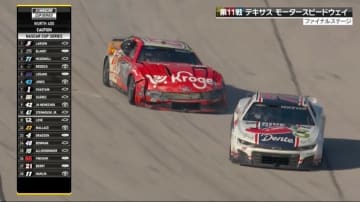 車体が浮いた！ シボレーが“走りながらドリフト”…放送席騒然も車体は斜め前を向いたまま「斜め走り」「直ドリ」驚きの声